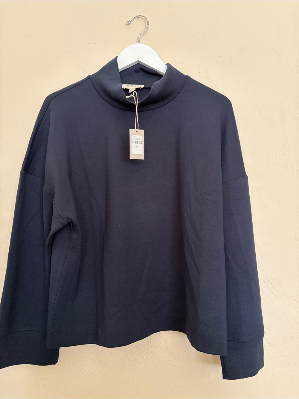 Hayden Mock Turtleneck Long-Sleeve Navy Shirt. NWT